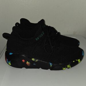 Black Athletic Shoes with Colorful Accents